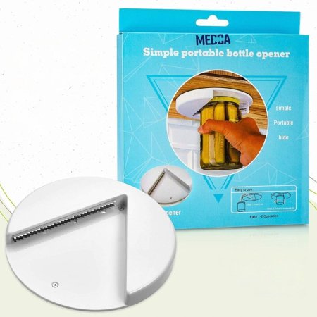 فتاحة علب توضع تحت الخزانة بتصميم دائري ابيض مع حافة مسننة